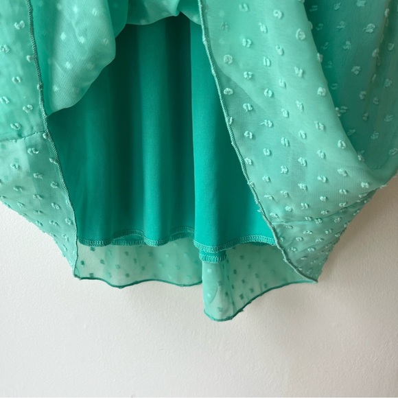 Tea n Rose Green Swiss Dot Cap Sleeve Elastic Waist Dress Small Made in USA - Picture 4 of 11